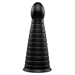 b-Vibe Cone Tapered & Ribbed Dildo with Suction Cup 10" Black