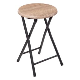Taburet pliabil 5Five cu sezut din MDF si cadru metalic, 30 x 46 cm, bej