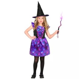 Costum de vrăjitoare albastru-mov cu model, mărimea 158