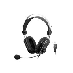Casti cu fir, standard, utilizare multimedia, microfon pe brat, conectare prin USB 2.0, negru / argintiu, "HU-50
