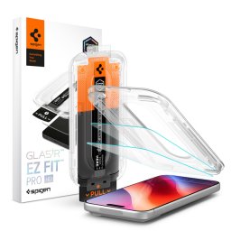 Folie de protectie Ecran Spigen GlastR EZ FIT Pro HD pentru Apple iPhone 18 Pro Max / 17 Pro Max / 16 Pro Max, Sticla Securizata, Full Glue, Set 2 buc