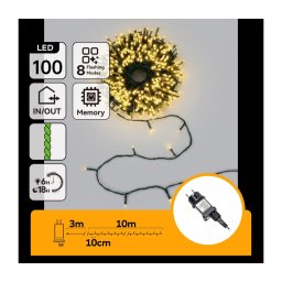 Aigostar - LED ghirlandă de Crăciun pentru exterior 100xLED/8 funcții 13m IP44 alb cald