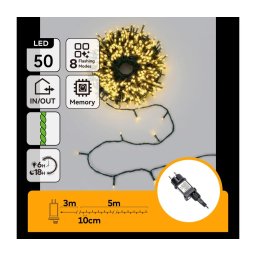 Aigostar - LED ghirlandă de Crăciun pentru exterior 50xLED/8 funcții, 8 m, IP44, alb cald