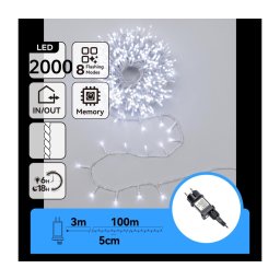 Aigostar - Ghirlandă luminoasă de Crăciun pentru exterior 2000xLED/8 funcții 103m IP44 alb rece