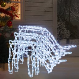 Set 3 figurine reni de Craciun cu LED alb rece, pliabile, 73x31x45 cm
