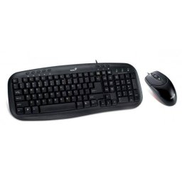 Kit tastatura si mouse Genius Smart KM-200 USB 104 taste concave Mouse Optic 1000dpi 3 Butoane Negru