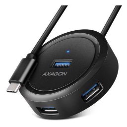 Hub AXAGON HUE-P1C 4xUSB 3.2 Gen 1 Micro USB Power IN Cablu USB-C 30CM Negru