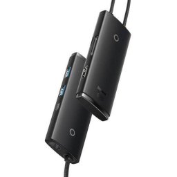 Hub Extern Baseus Lite Series 6in1 USB-C la 2x USB 3.0 + USB-C + HDMI + SD/TF Negru