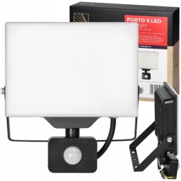 Proiector LED SMD ADVITI Porto S AD-NL-6465BLR4 cu Senzor de Miscare 50W 4000LM IP65 4000K Aluminiu Negru/Alb