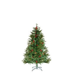 Brad Artificial GLOBIZ 120Cm PE/PVC cu Bobite Rosii Verde