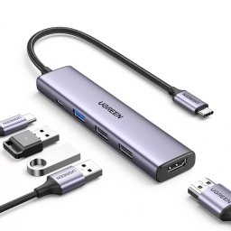 Hub Extern UGREEN CM478 5-in-1 USB-C la HDMI / USB-C / USB-A Gri