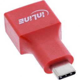 Adaptor InLine USB Type C USB-A T-M Data Blocker 5V/1.5A Rosu