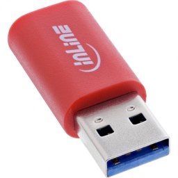 Adaptor InLine USB-A USB Type C T-M Data Blocker 5V/1.5A Rosu
