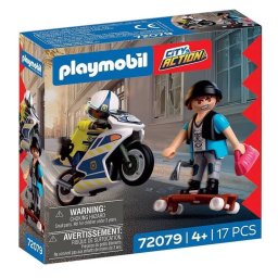 Figurina PLAYMOBIL Politist cu motocicleta in urmarirea hotului +4 ani