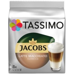 Capsule Tassimo Jacobs Latte Machiato 8 Buc x 295ml 8 Capsule Specialitate Cafea + 8 Capsule Lapte 264g