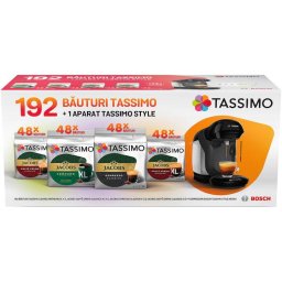 Capsule Tassimo 12 Cutii + Espressor Tassimo Style Negru