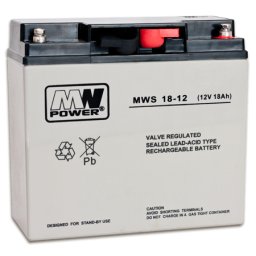 Acumulator stationar AGM VRLA MW Power MWS, 12V, 18Ah, durata viata 3-5 ani, terminal M5, fara intretinere, 181x77x167mm, MWS 18-12, BAT12V18