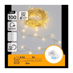 Aigostar - LED Ghirlandă de exterior pentru Crăciun 100xLED/8 funcții 3xAA 3,3m IP44 alb cald