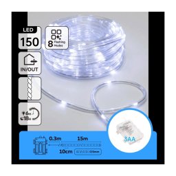 Aigostar - ghirlandă LED de exterior pentru Crăciun 150xLED/8 funcții 3xAA 15,3m IP44 alb rece