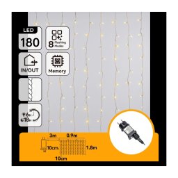 Aigostar - LED Ghirlandă de exterior pentru Crăciun 180xLED/8 funcții 3,9x1,8m IP44 alb cald