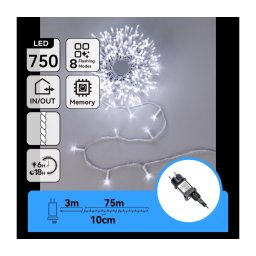 Aigostar - LED ghirlandă de Crăciun pentru exterior 750xLED/8 funcții 78m IP44 alb rece