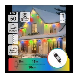 Aigostar - Instalație luminoasă de Crăciun LED dimmabilă pentru exterior 50xLED/8 funcții 20m IP44 multicolor + telecomandă