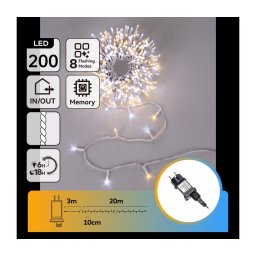 Aigostar - LED ghirlandă de Crăciun pentru exterior 200xLED/8 funcții 23m IP44 alb cald/alb rece