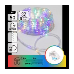 Aigostar - Ghirlandă LED de exterior pentru Crăciun, 50x LED / 8 funcții, 3x AA, 5,3 m, IP44, multicoloră