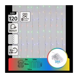 Aigostar - Ghirlandă LED de Crăciun pentru exterior 120xLED/8 funcții 3xAA 3,9x1,2m IP44 multicolor