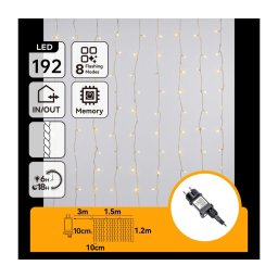 Aigostar - LED ghirlandă de Crăciun pentru exterior 192xLED/8 funcții 4,5x1,2m IP44 alb cald