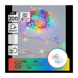 Aigostar - LED Ghirlandă de Crăciun pentru exterior 200xLED/8 funcții 3xAA 6,3m IP44 multicolor