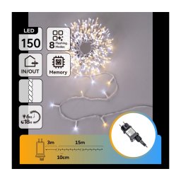 Aigostar - LED instalație luminoasă de Crăciun pentru exterior 150xLED/8 funcții 18m IP44 alb cald/rece
