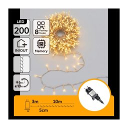 Aigostar - LED Ghirlandă de Crăciun pentru exterior 200xLED/8 funcții 13m IP44 alb cald