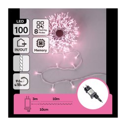 Aigostar - Ghirlandă LED de exterior pentru Crăciun, 100x LED/8 funcții, 13 m, IP44, roz