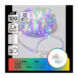 Aigostar-LED Instalație de Crăciun pentru exterior 100xLED/8 funcții 3xAA 10,3m IP44 multicolor