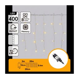 Aigostar - LED ghirlandă de exterior pentru Crăciun 400xLED/8 funcții 23x0,4m IP44 alb cald