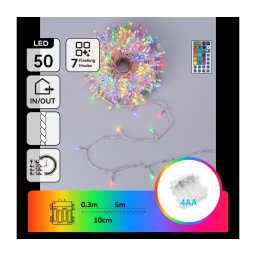 Aigostar - Ghirlandă LED RGB pentru exterior, 50xLED/7 funcții, 4xAA, 5,3 m, IP44, multicolor + telecomandă