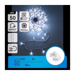 Aigostar - Ghirlandă LED de exterior pentru Crăciun, 150 LED / 8 funcții, 3xAA, 5,3 m, IP44, albastră