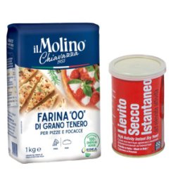 Pachet Faina din Grau Tanar Tip 00 pentru Pizza, Chiavazza, 1 kg si Drojdie Uscata, Italmill, 100 g