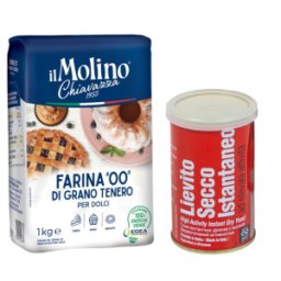 Pachet Faina din Grau Tanar Tip 00 Dulciuri, Chiavazza, 1 kg si Drojdie Uscata, Italmill, 100 g