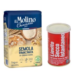 Pachet Faina din Grau Dur Remacinata, Chiavazza, 1 kg si Drojdie Uscata, Italmill, 100 g