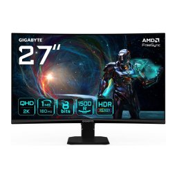Monitor Gigabyte GS27QCA 27inch QHD Curved Gaming 2560 x 1440 180Hz 1ms 250 cd/mÂ² FreeSync HDR Ready HDMI 2.0 Displayport 1.4 Negru