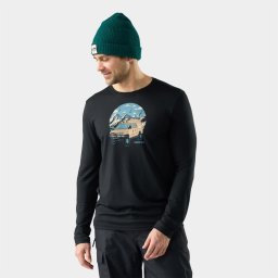 Smartwool - bluza - First Chair Pursuit Active Long Sleeve Graphic Tee - Black - L