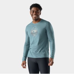 Smartwool - bluza - Wander Valley Active Long Sleeve Graphic Tee - Dusty Teal - L