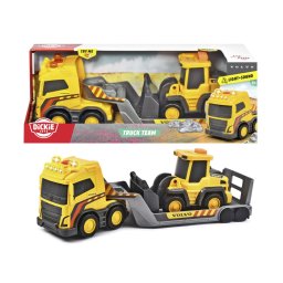 Set Volvo cu trailer si excavator, lumini si sunete, 3+ ani