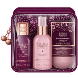 Luxury Bath & Body Care Set ( Wild Cherry & Vanilla ) - Dárková sada péče o tělo v taštičce ( 4 ks )