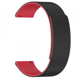 Curea Techsuit W074 pentru Samsung Galaxy Watch / Huawei Watch Series, 22mm, Neagra Rosie