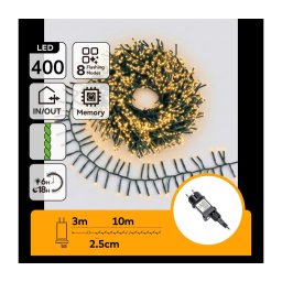 Aigostar - Ghirlandă de exterior cu LED pentru Crăciun 400xLED/8 funcții 13m IP44 alb cald