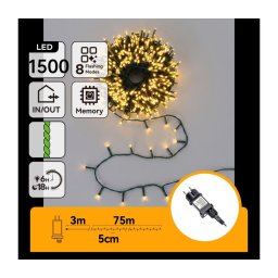 Aigostar - LED instalație luminoasă de Crăciun pentru exterior 1500xLED/8 funcții 78m IP44 alb cald