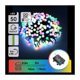 Aigostar - Ghirlandă LED de exterior pentru Crăciun 50xLED/8 funcții 3xAA 5,3m IP44 multicolor
